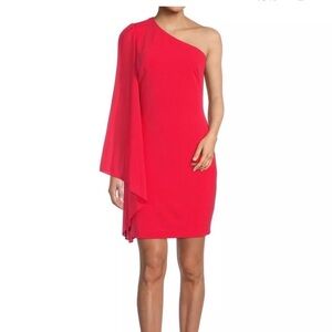 Belle Badley Mischka Maya Coral dress one shoulder new with tag